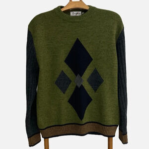 Vintage‎ Modango Men’s Crewneck Sweater Size 52 Wool Blend Made in Italy Diamond
